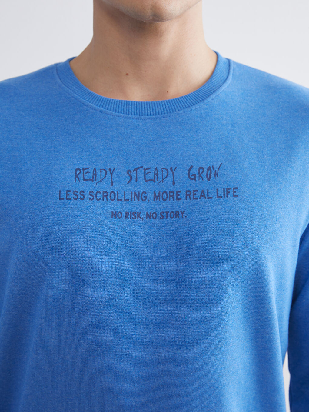 Mavi Bisiklet Yaka Baskılı Erkek Sweatshirt-2