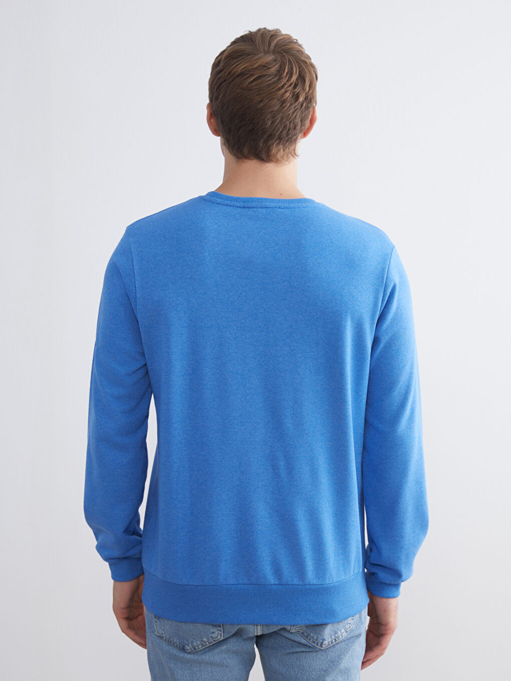 Mavi Bisiklet Yaka Baskılı Erkek Sweatshirt-3