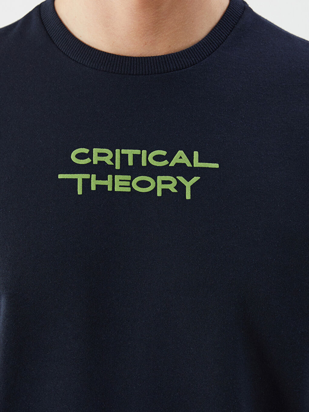 Lacivert Bisiklet Yaka Uzun Kollu Baskılı Erkek Sweatshirt-2