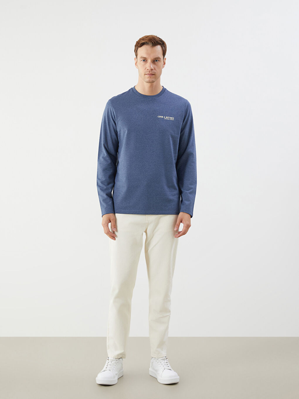 Mavi Bisiklet Yaka Uzun Kollu Baskılı Erkek Sweatshirt-1