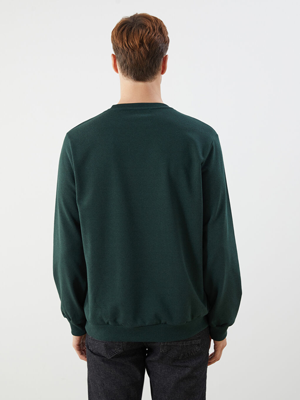 Gri Bisiklet Yaka Erkek Sweatshirt-3