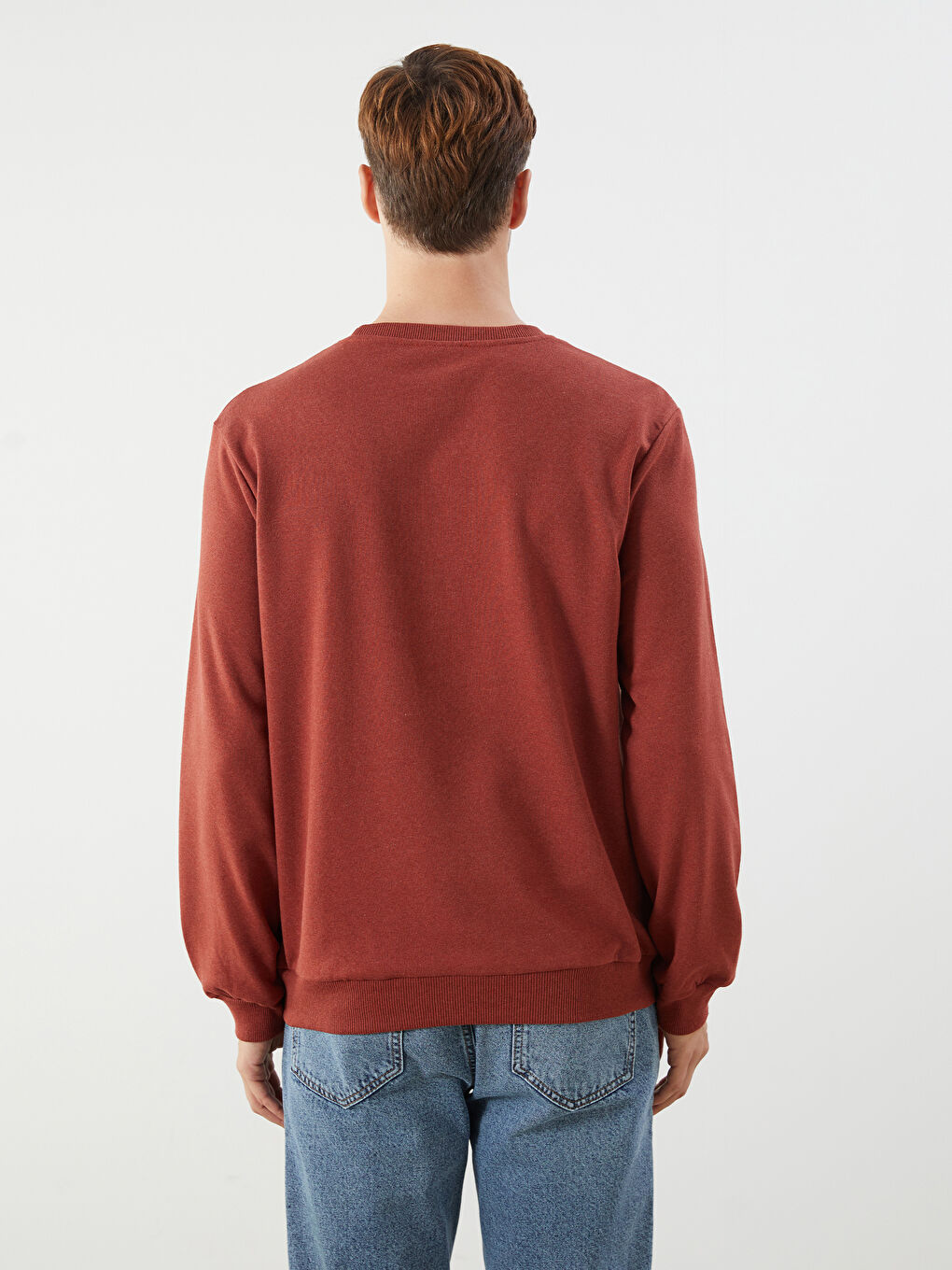 Turuncu Bisiklet Yaka Erkek Sweatshirt-3