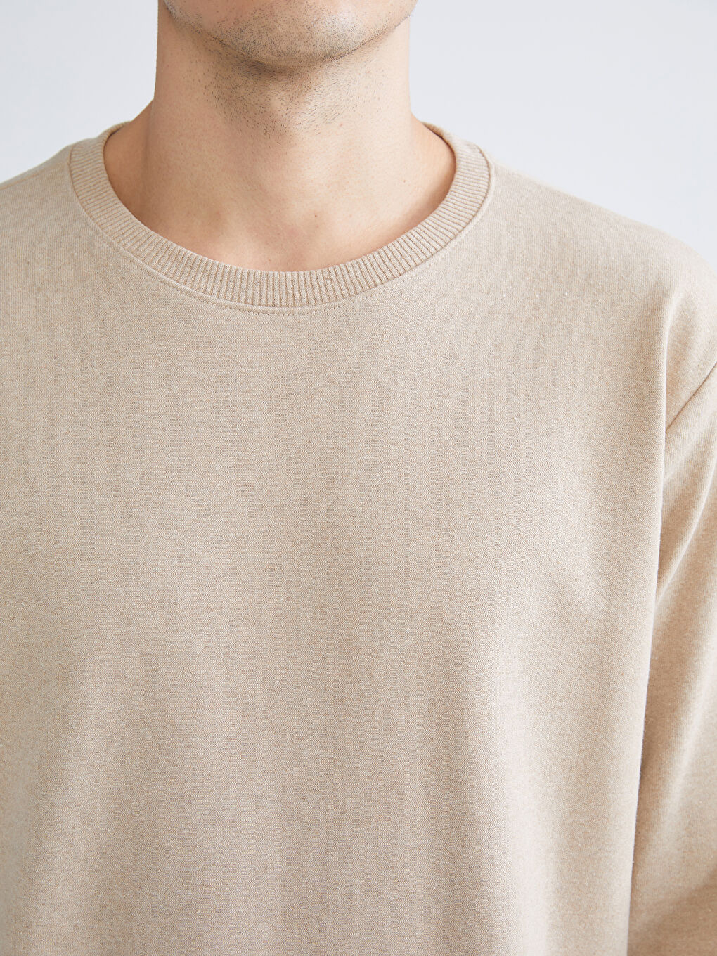 Kahverengi Bisiklet Yaka Erkek Sweatshirt-2