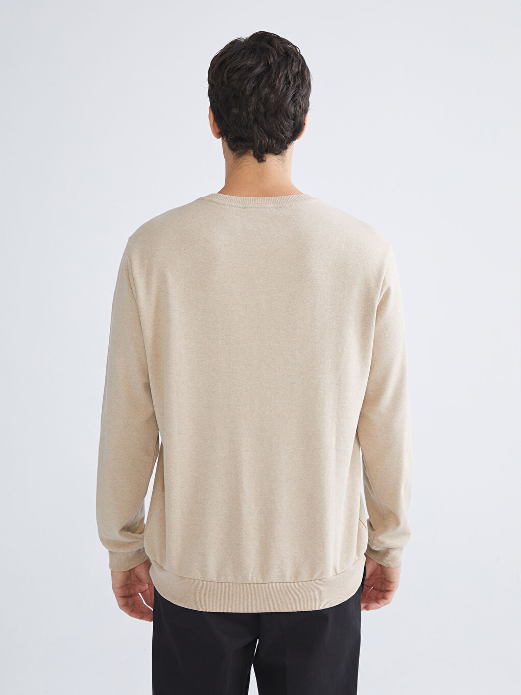 Kahverengi Bisiklet Yaka Erkek Sweatshirt-3