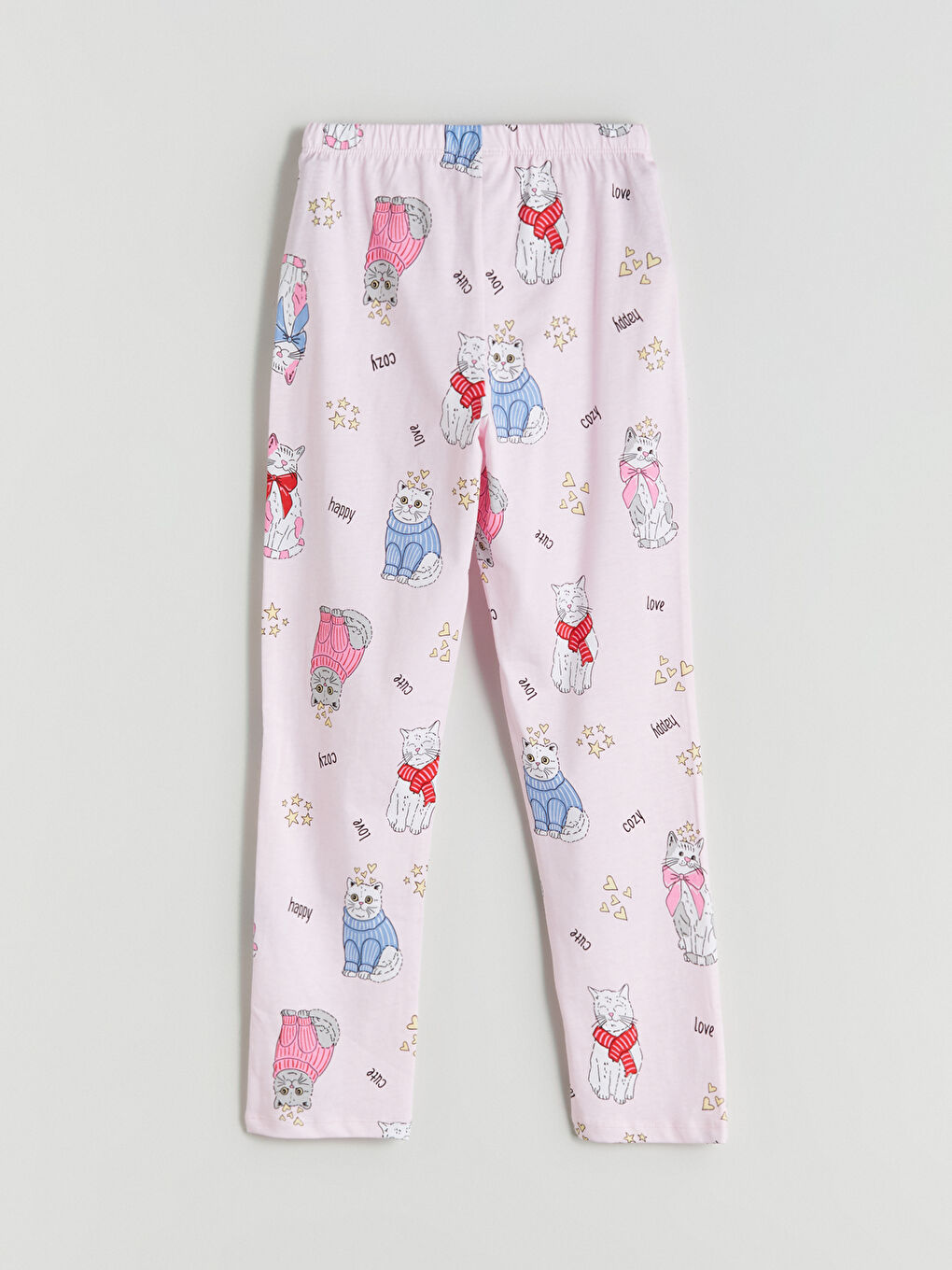 Pembe Beli Lastikli Kız Çocuk Pijama Alt