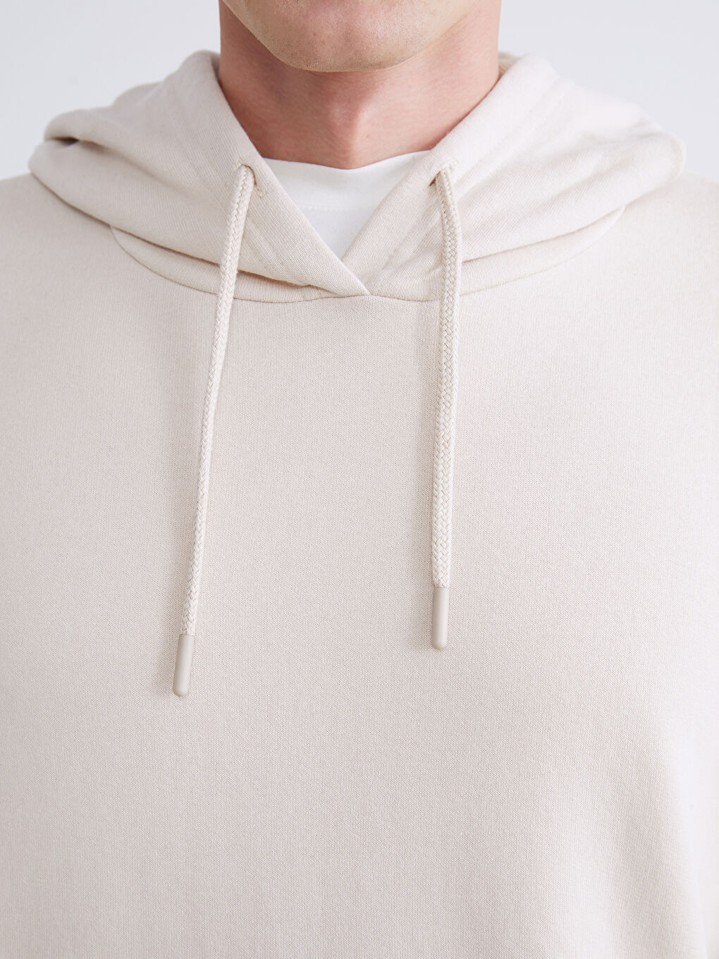 Bej Uzun Kollu Erkek Hoodie-2