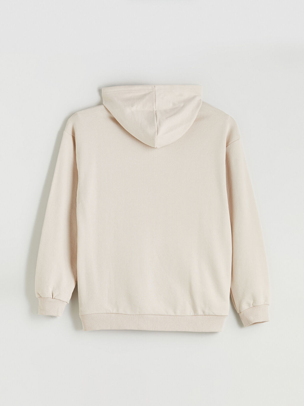 Bej Uzun Kollu Erkek Hoodie-6