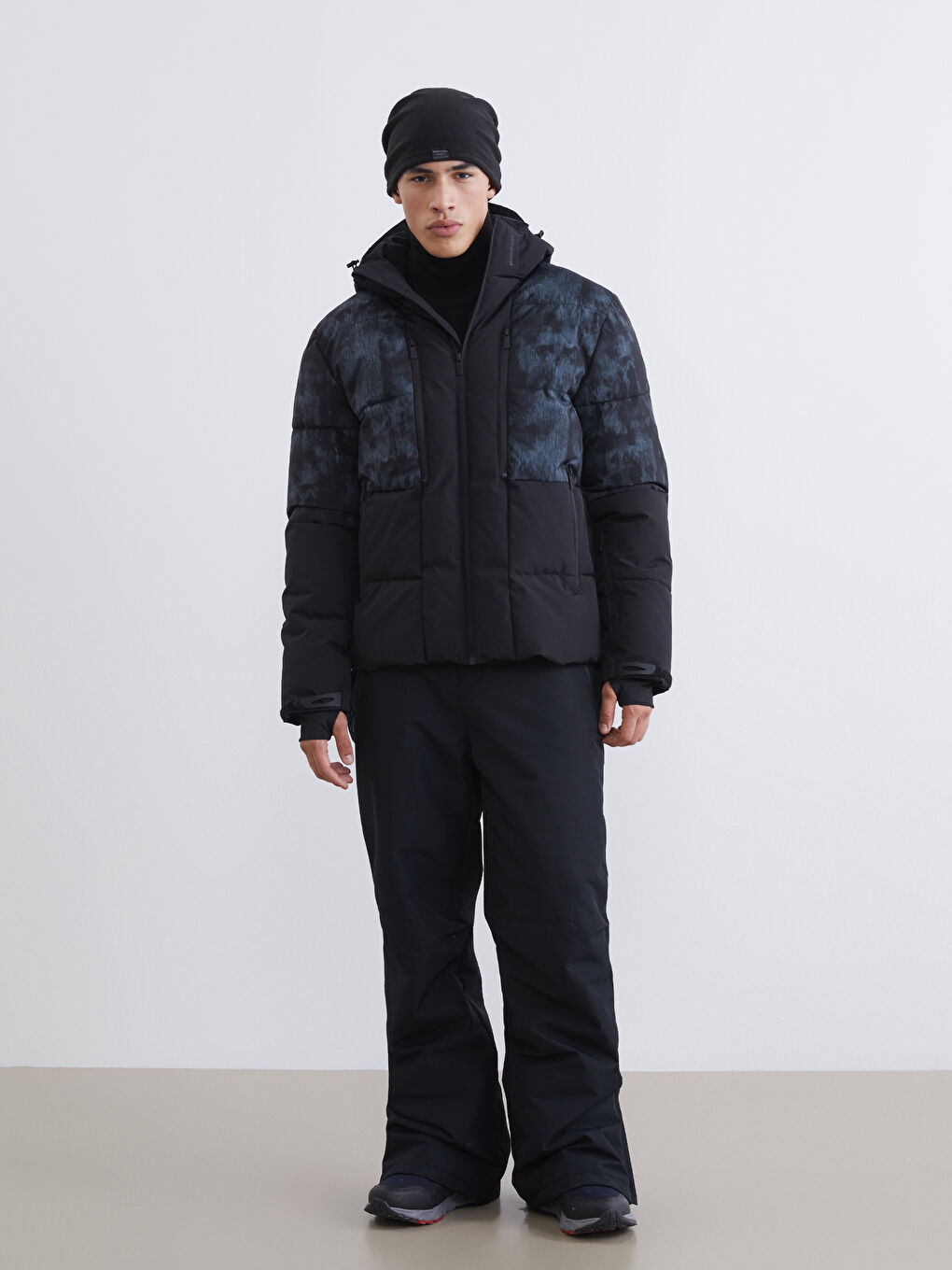 Reguläre Passform Kapuzen Herren Skijacke-1