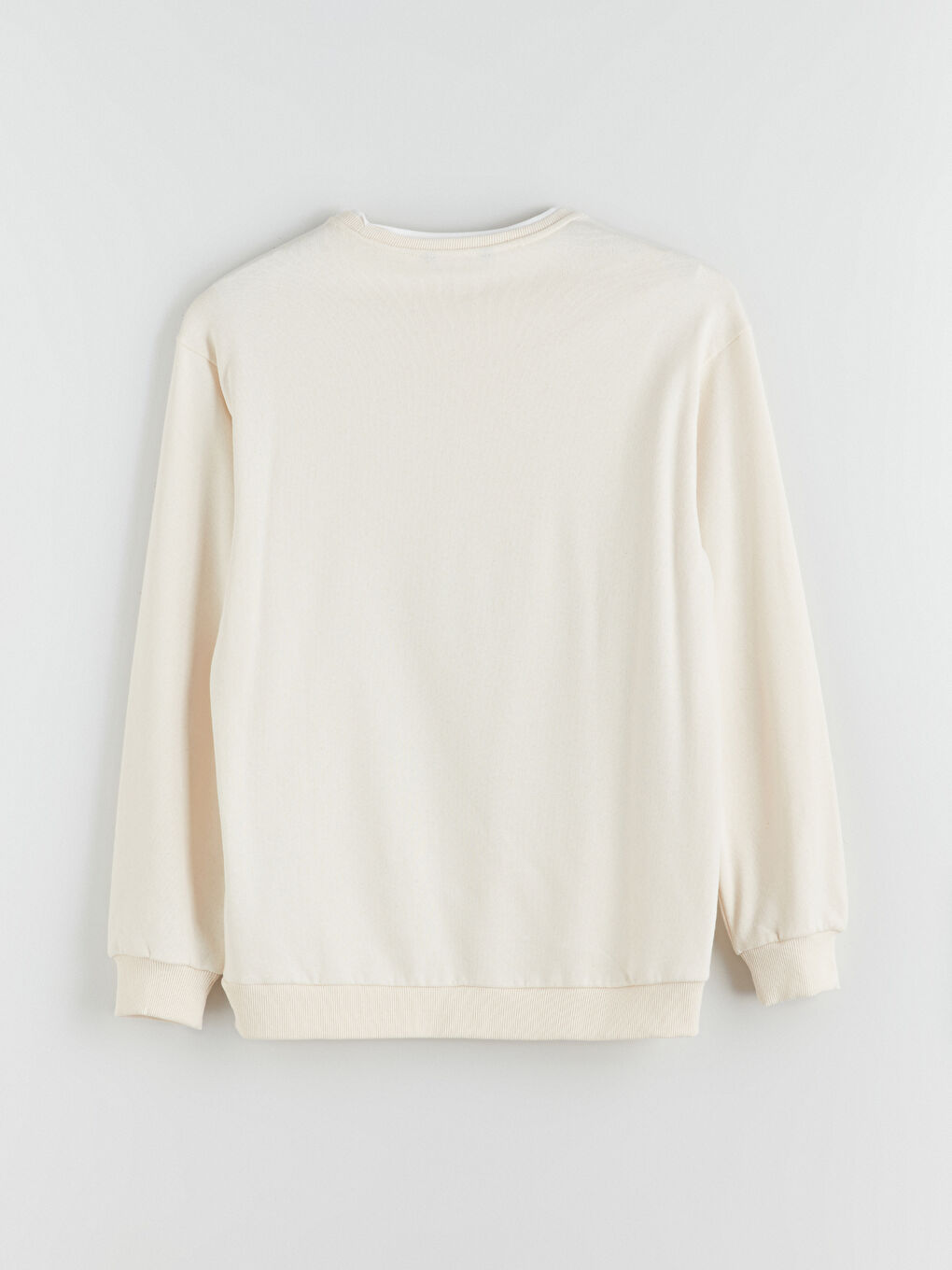 Bej Bisiklet Yaka Erkek Sweatshirt-6