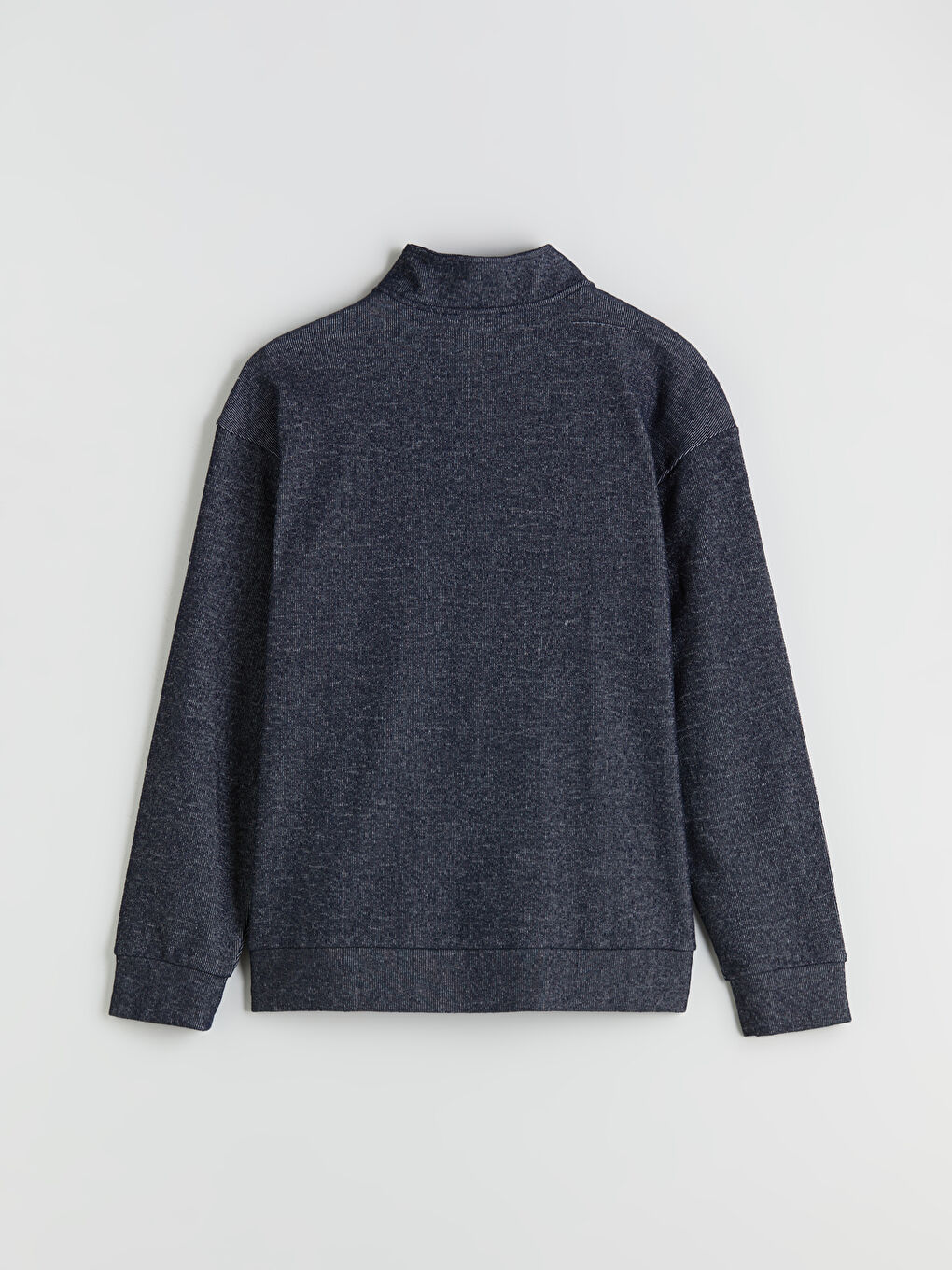 Lacivert Dik Yaka Baskılı Erkek Sweatshirt-5