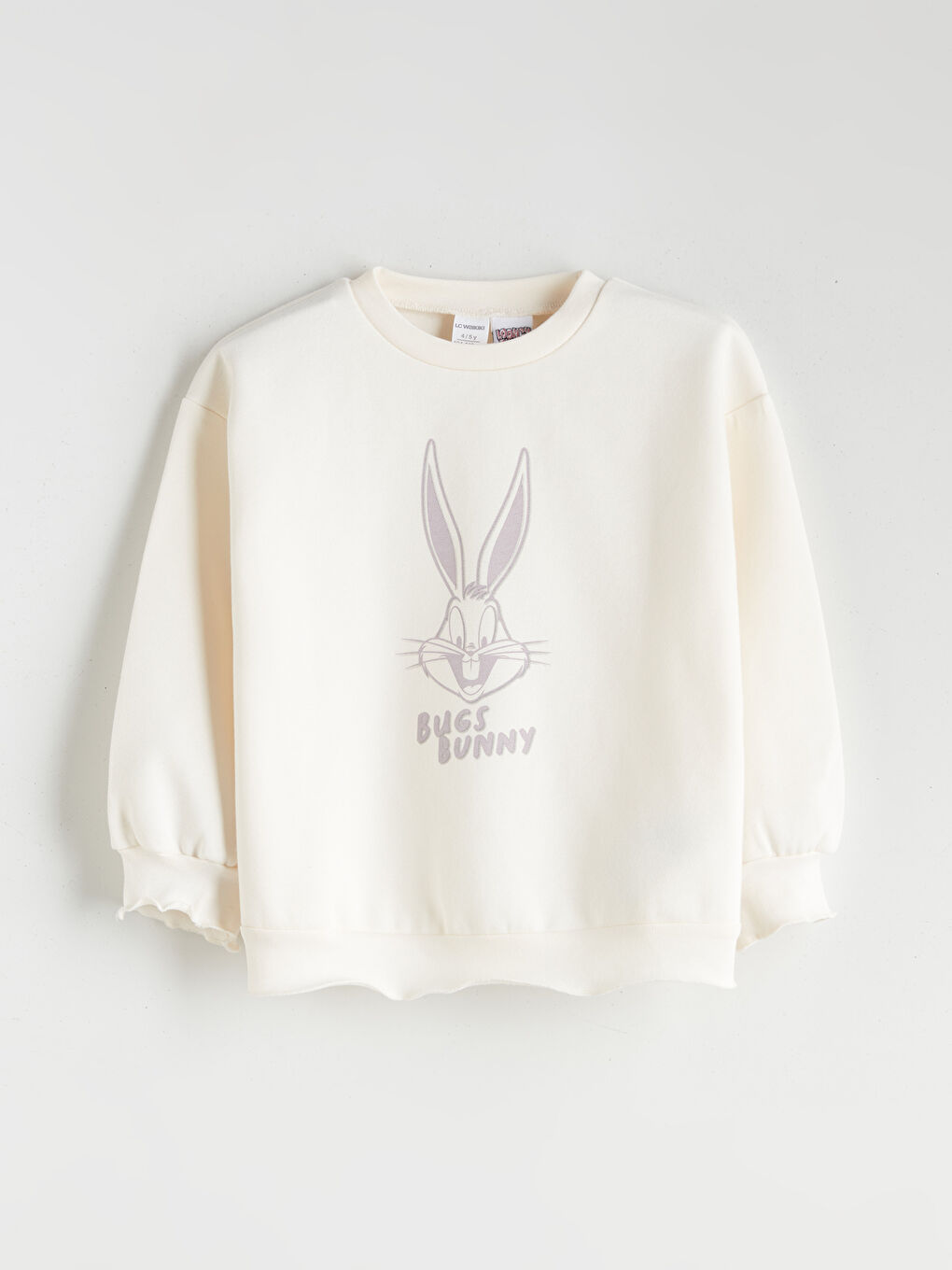 Crew Neck Bugs Bunny Printed Girls' Sweatshirt and Tights-1