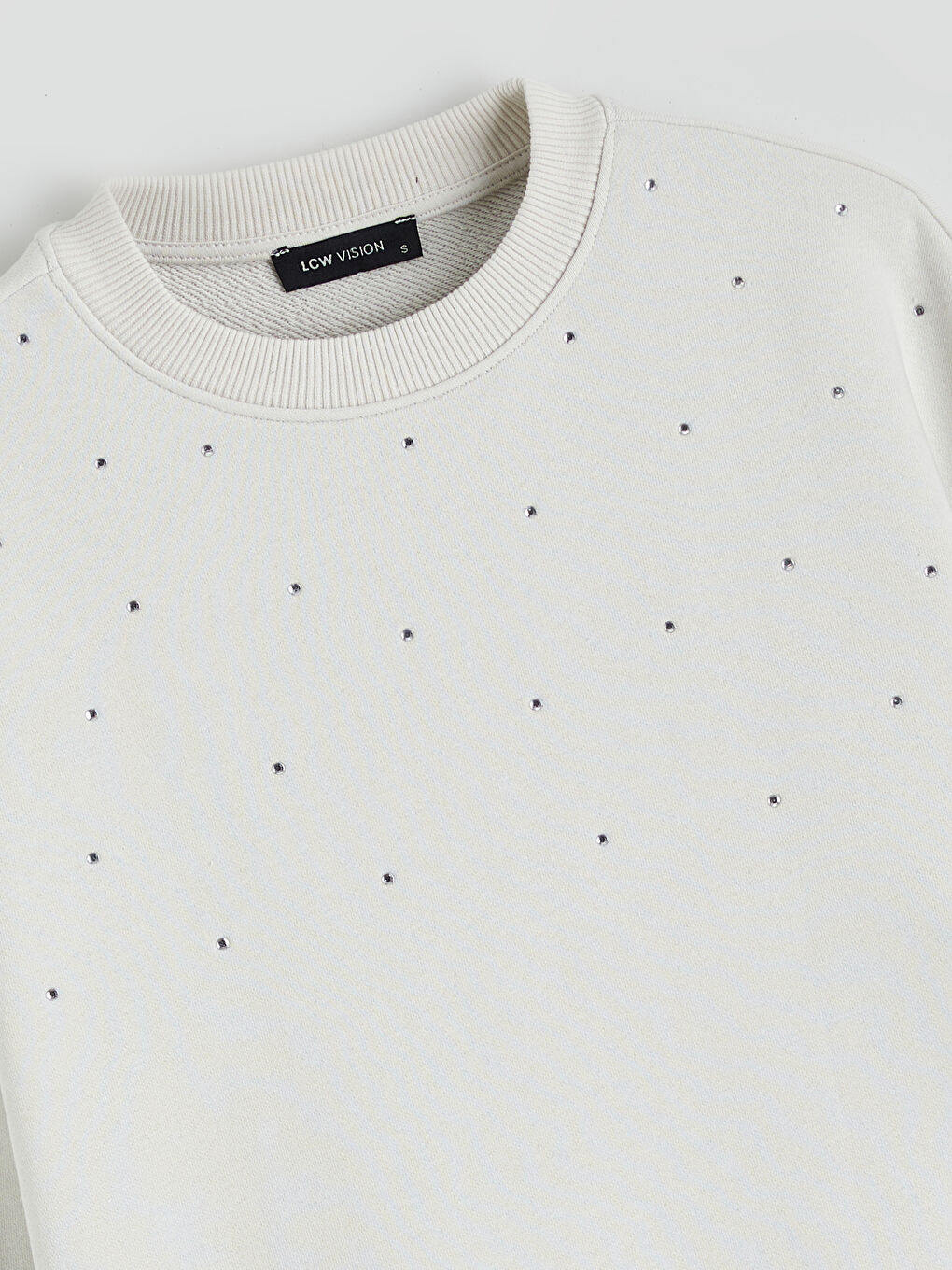 Crew Neck Rhinestone Embellished Oversize Women's Sweatshirt-5