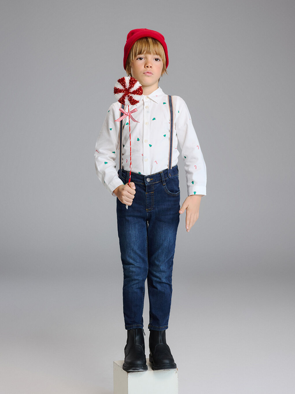 რეგულარული მორგება ნაბეჭდი ბიჭების პერანგი-1