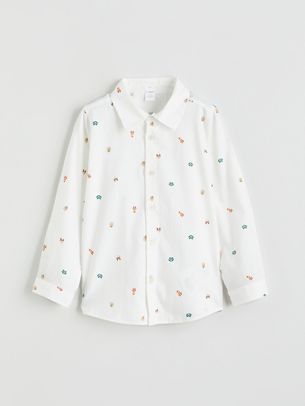 Beyaz Regular Fit Baskılı Erkek Çocuk Gömlek-1