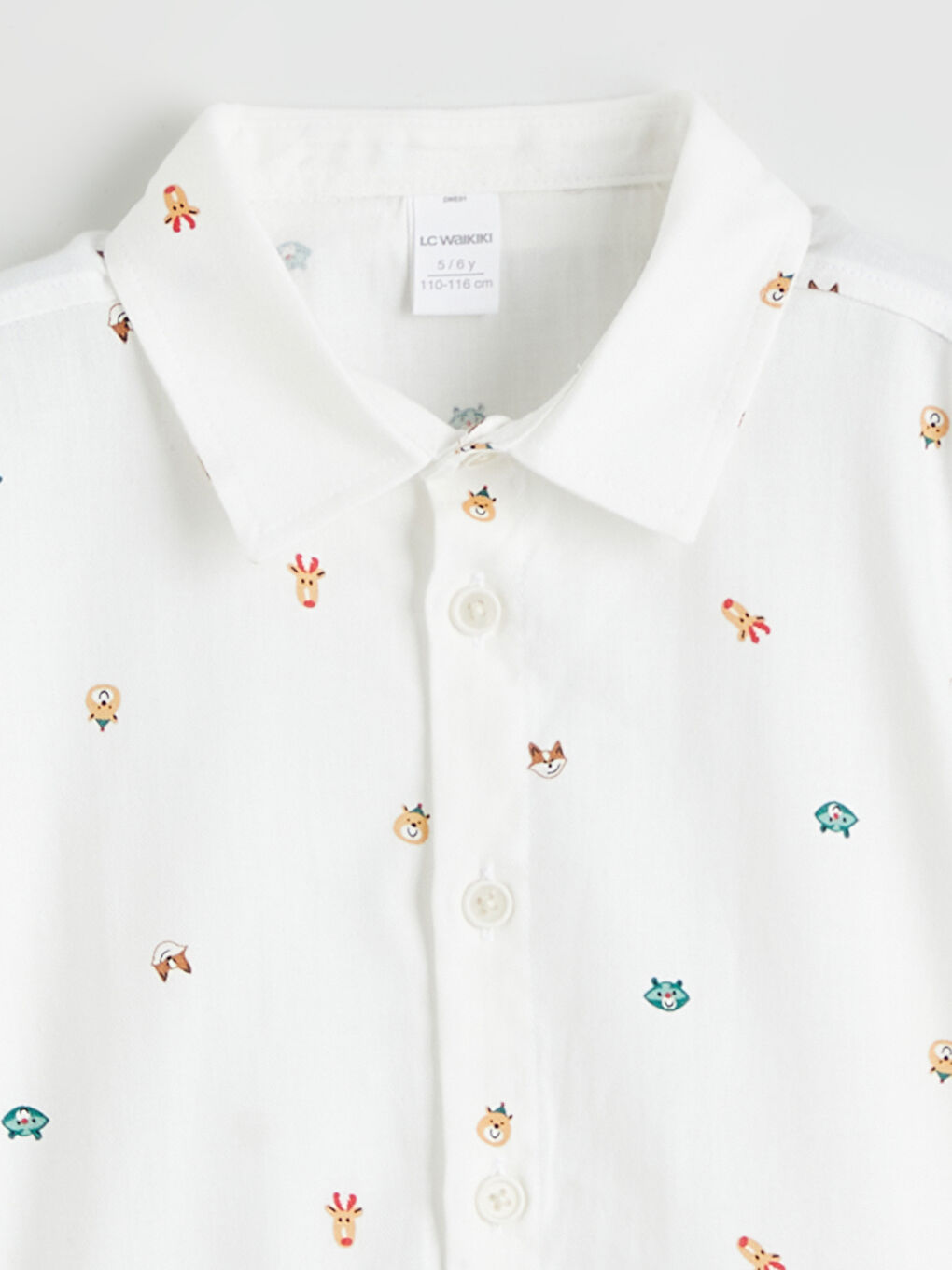 Beyaz Regular Fit Baskılı Erkek Çocuk Gömlek-2