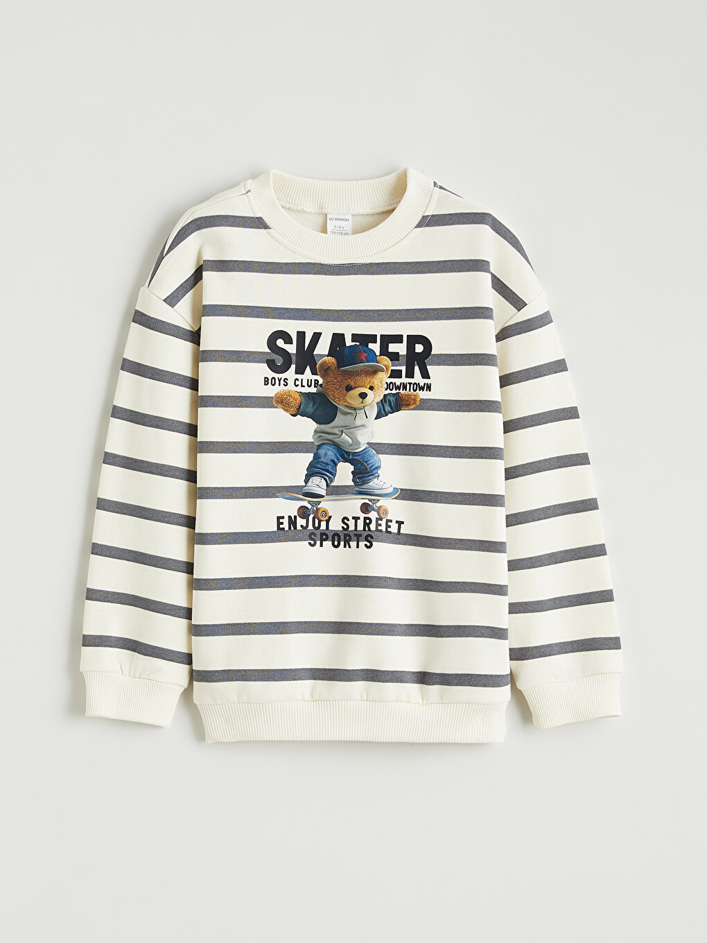 Bej Teddy Baskılı Erkek Çocuk Kalın Sweatshirt