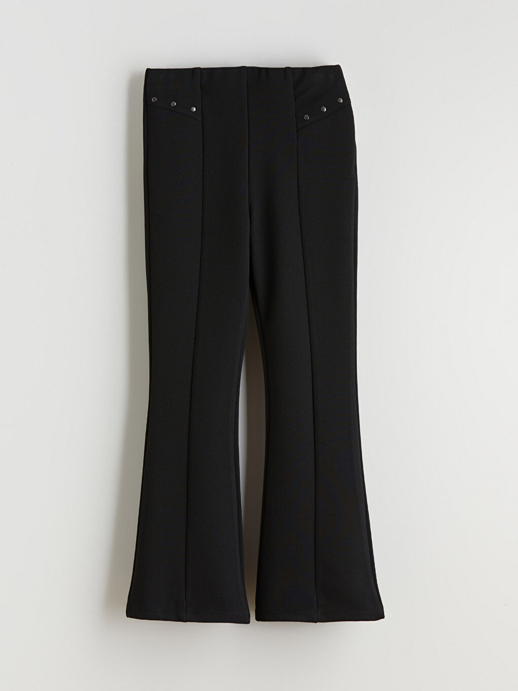 Siyah Beli Lastikli İspanyol Paça Kız Çocuk Tayt-1