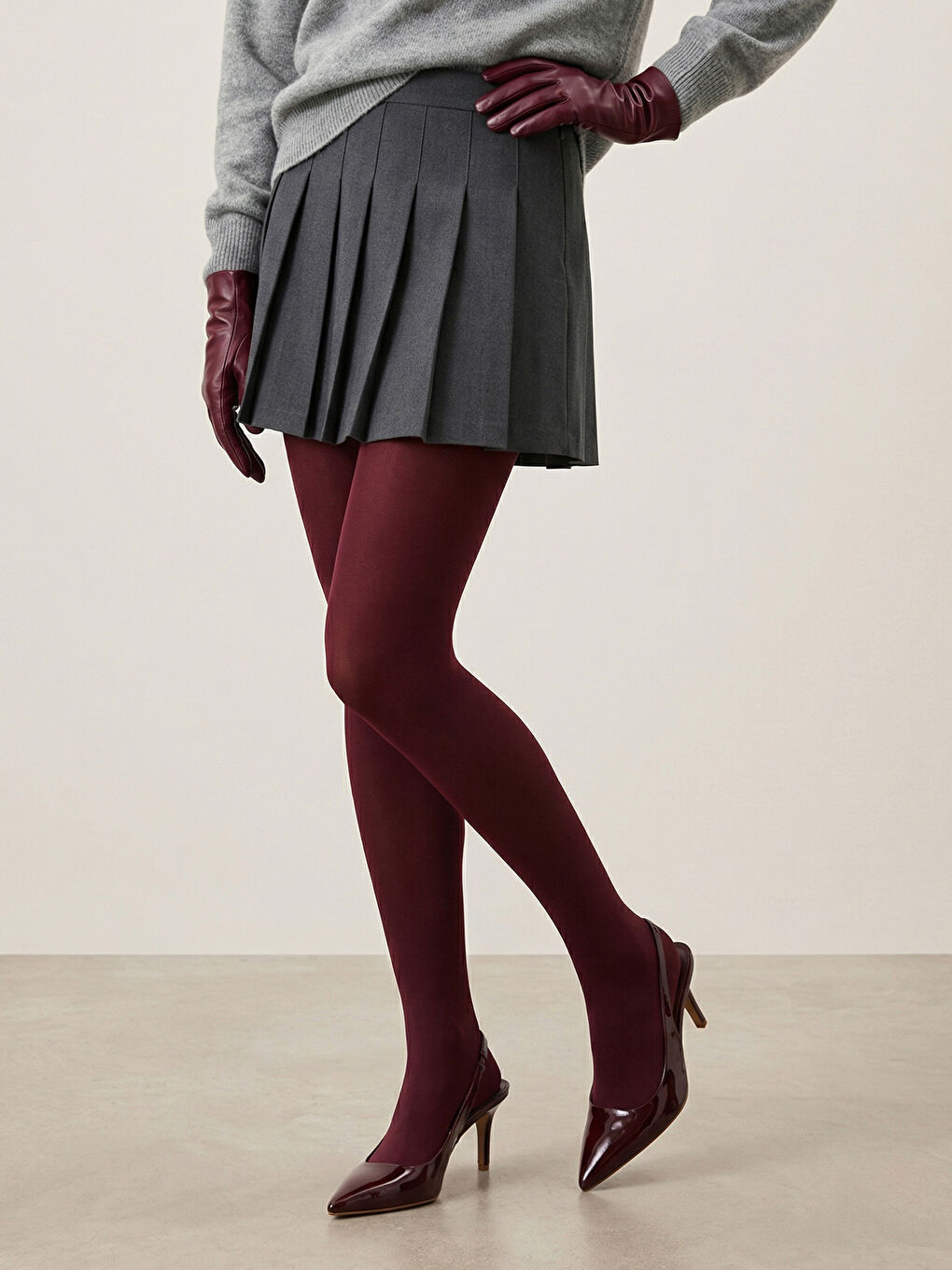 Bordo 30 Denye Mat Kadın Külotlu Çorap