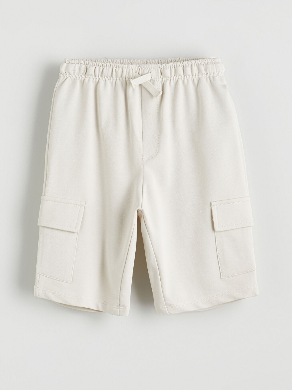 Gri Beli Lastikli Erkek Çocuk Kargo Şort