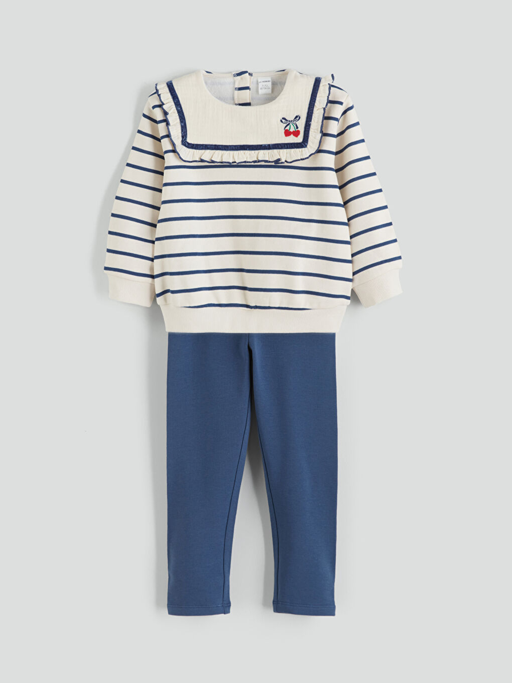 Crew Neck Striped Baby Girl Sweatshirt and Leggings 2-Pack Set