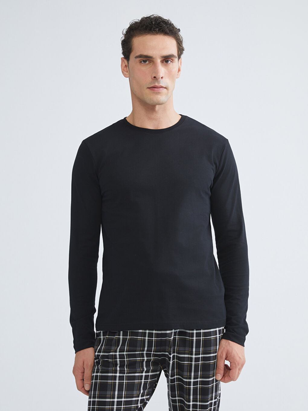 Siyah Standart Kalıp Erkek Pijama Takımı-1