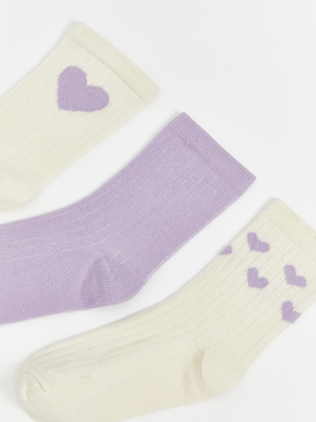 Ekru Desenli Kız Çocuk Soket Çorap 3'lü-1
