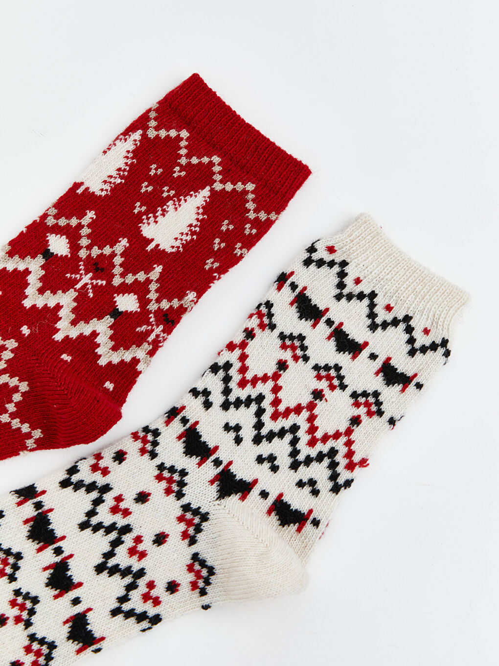 Bordo Yılbaşı Temalı Kadın Soket Çorap 2'li-2