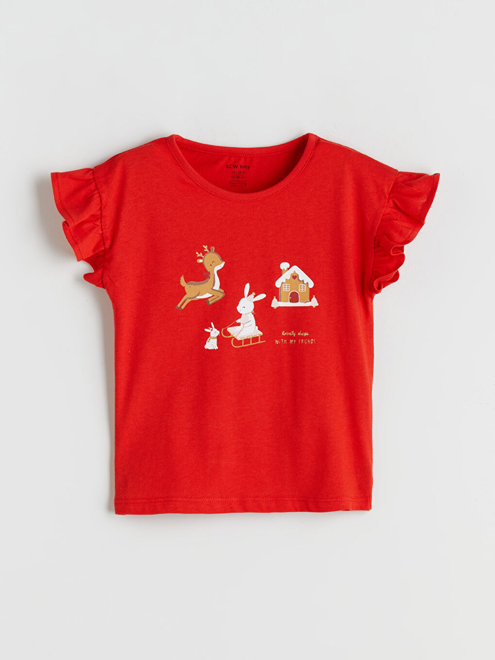 Kırmızı Yılbaşı Temalı Kız Bebek Şortlu Pijama Takımı-1