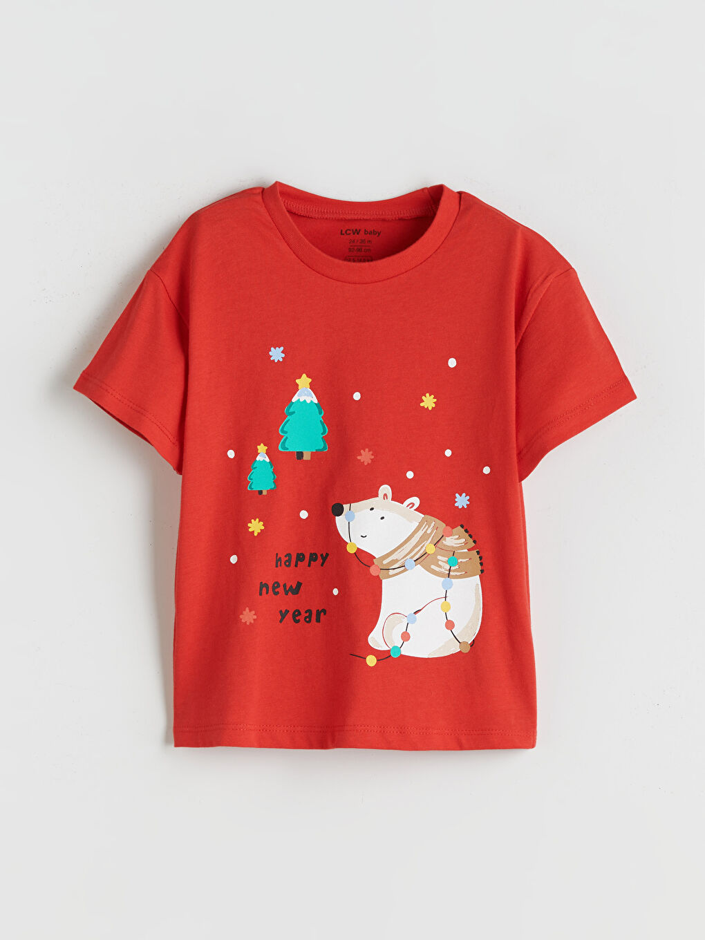 Kırmızı Yılbaşı Temalı Erkek Bebek Şortlu Pijama Takımı-1