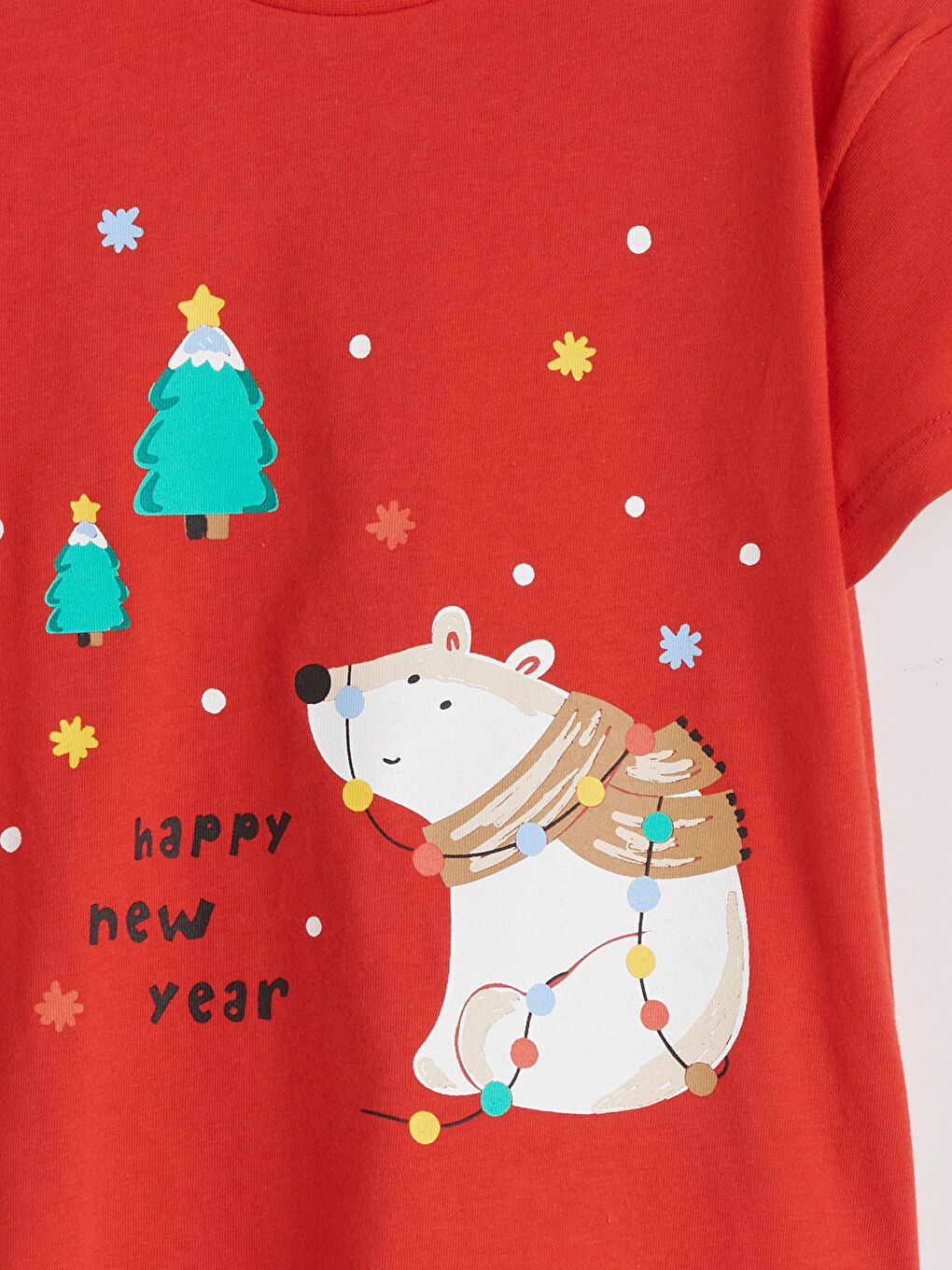 Kırmızı Yılbaşı Temalı Erkek Bebek Şortlu Pijama Takımı-5