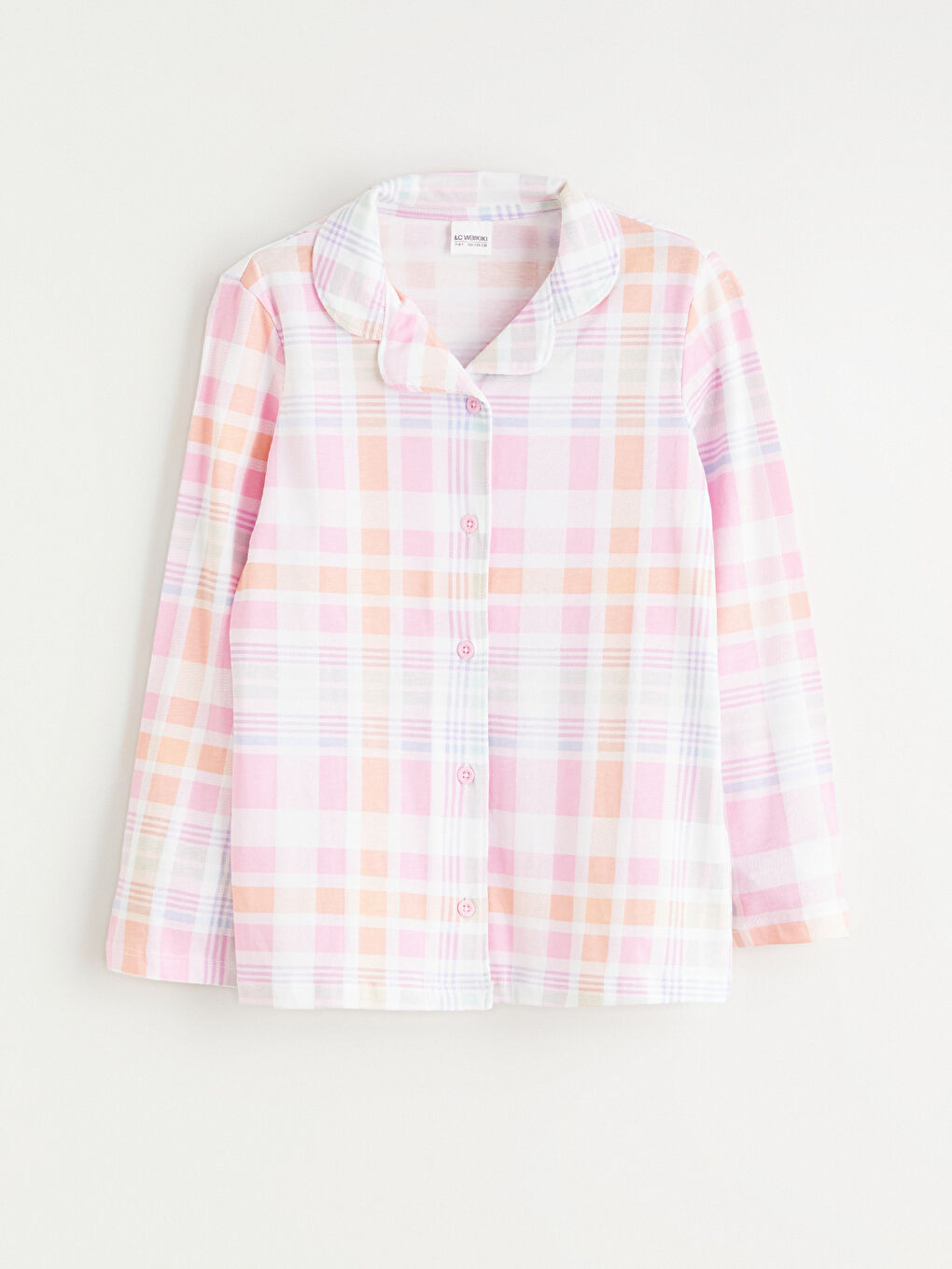 Collared Neck Plaid Girls' Pyjama Set-1