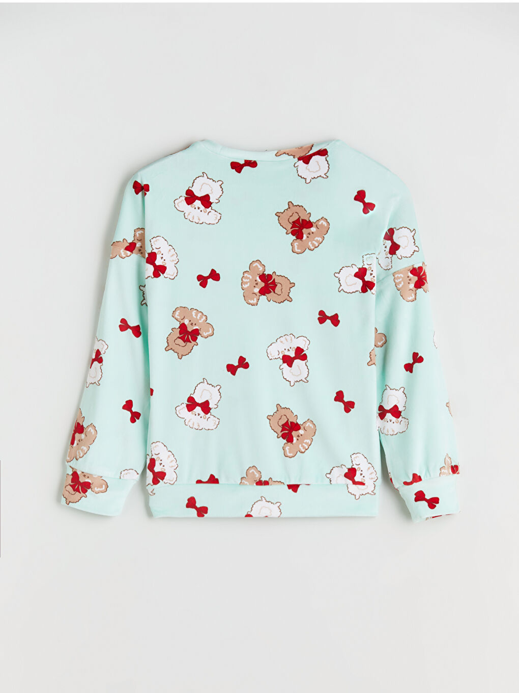 Turkuaz Bisiklet Yaka Desenli Kız Çocuk Pijama Üst-1