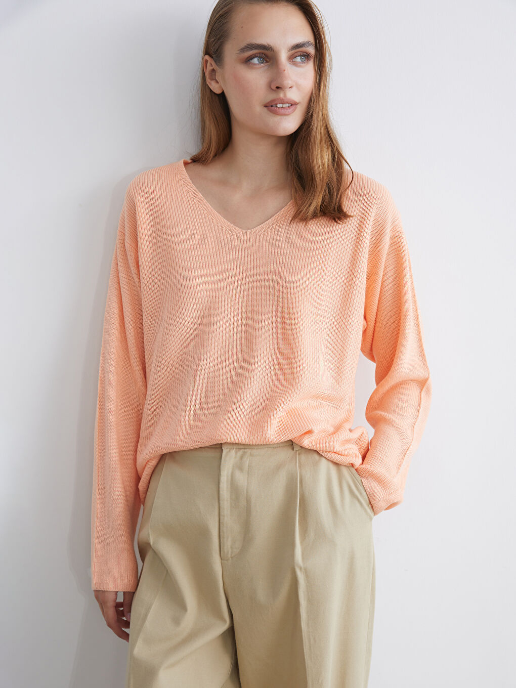 V Neck Women's Knitwear Sweater