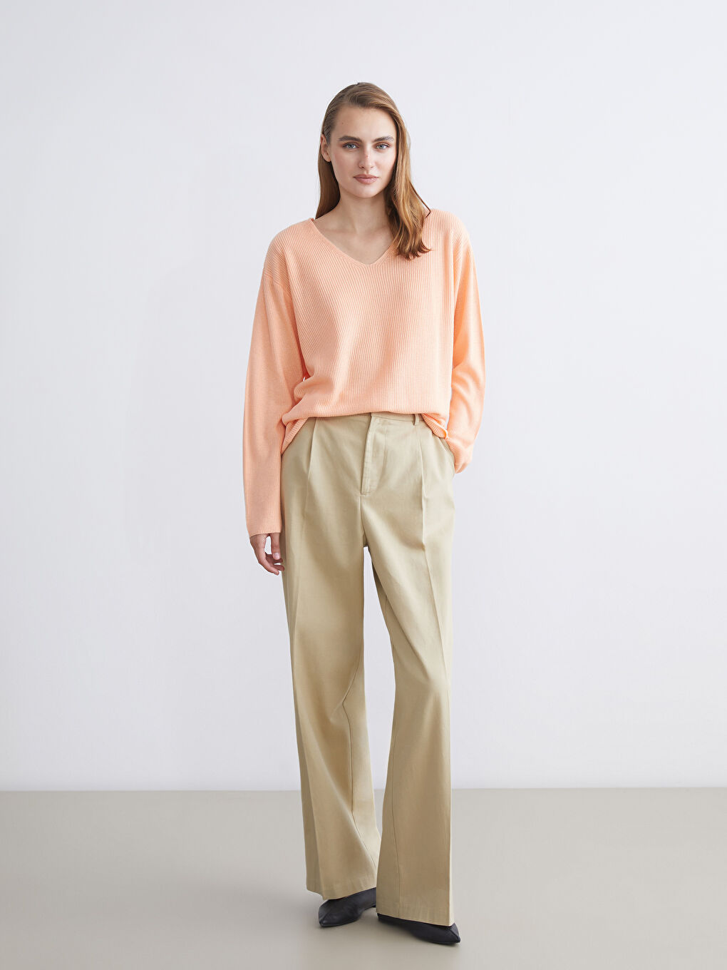 V Neck Women's Knitwear Sweater-1