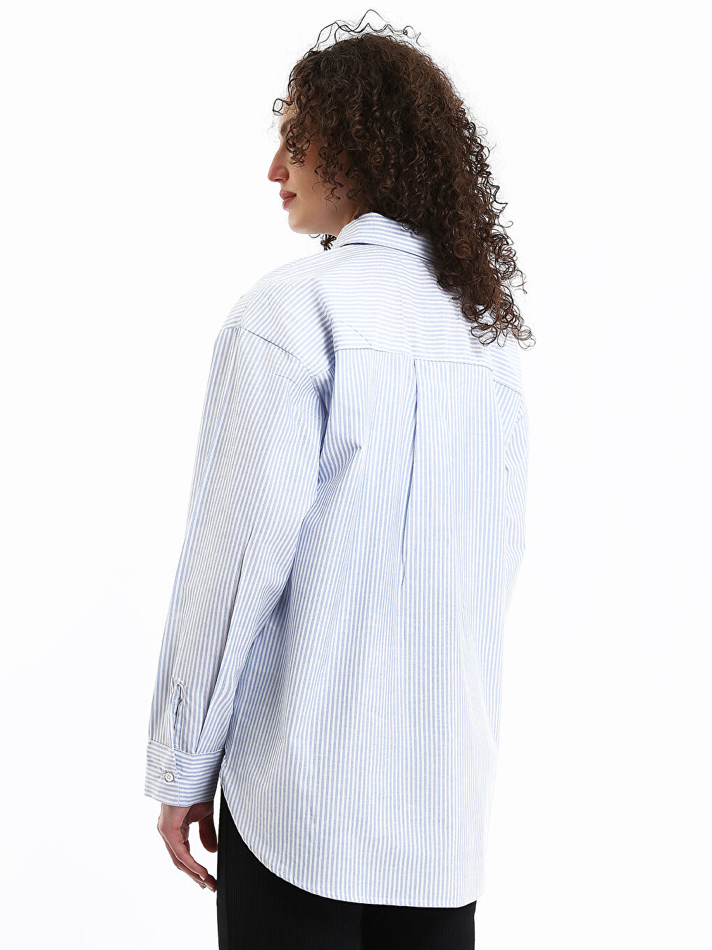 Chemise Rayée Oversize en Popeline pour Femmes-8