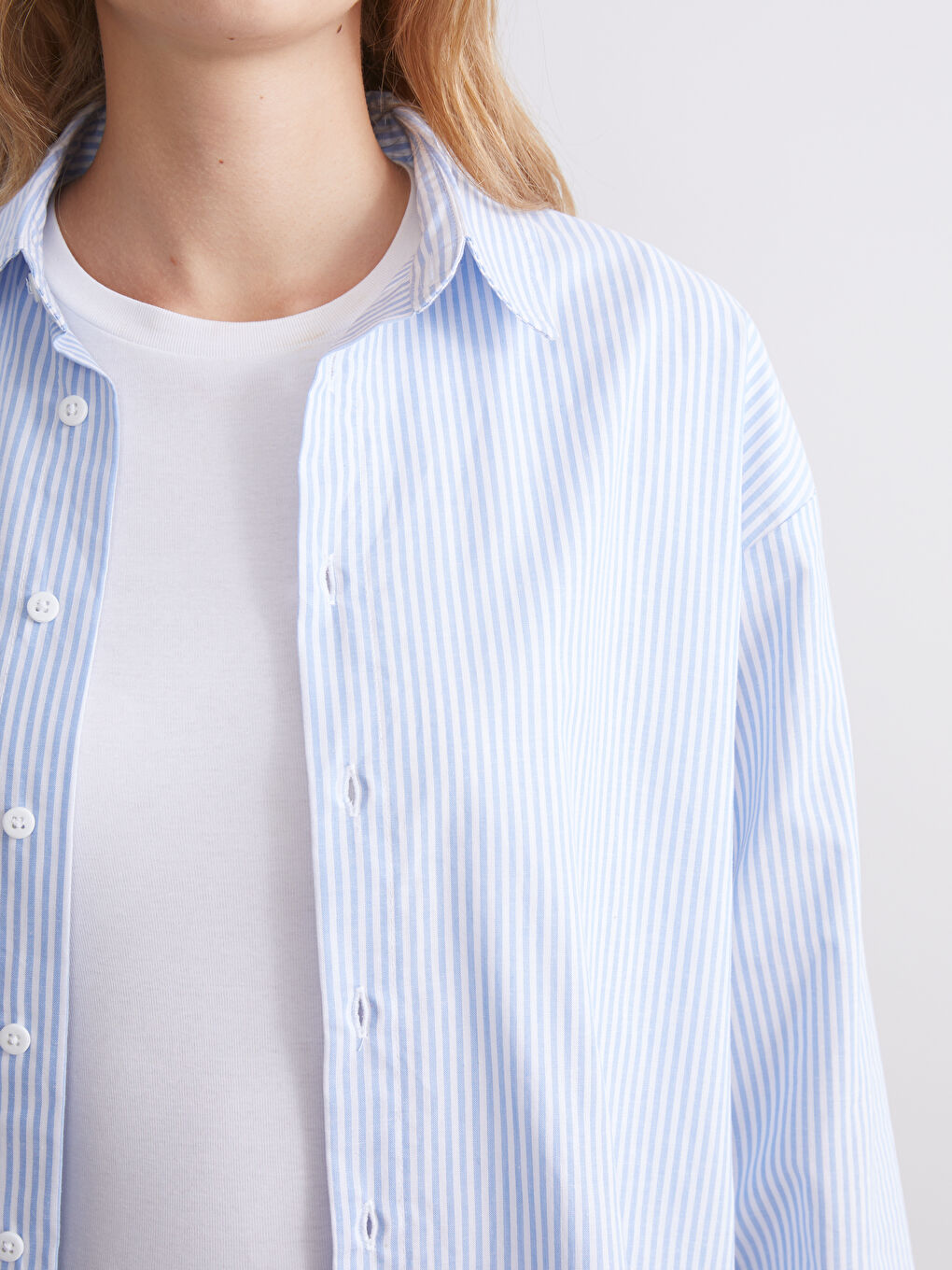 Chemise Rayée Oversize en Popeline pour Femmes-5