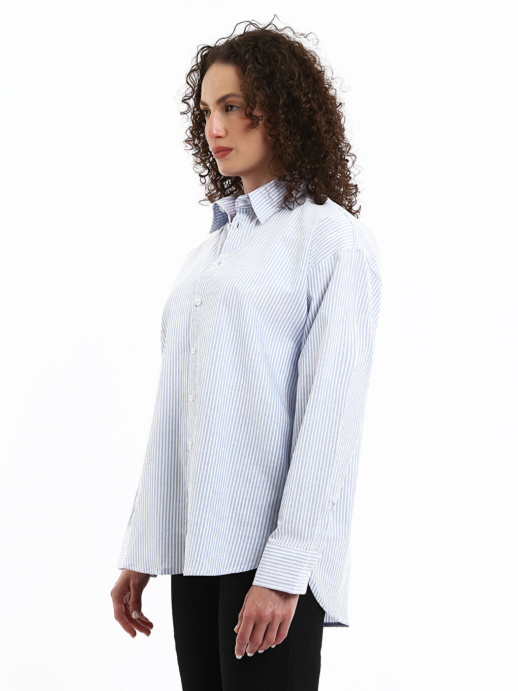 Chemise Rayée Oversize en Popeline pour Femmes-6