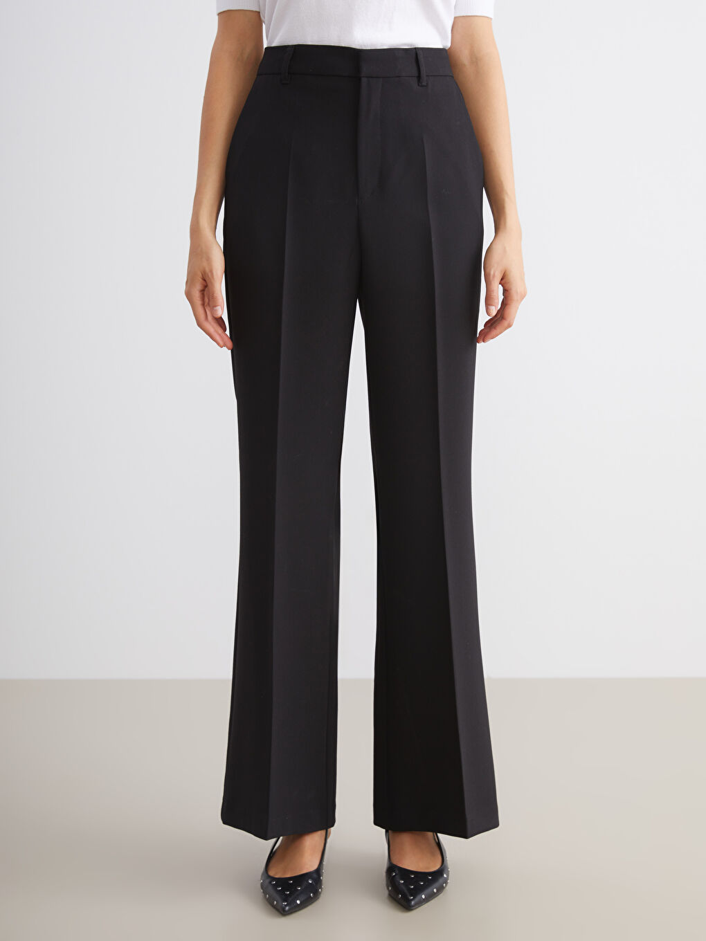 Regular Fit Flared Women's Trousers-1