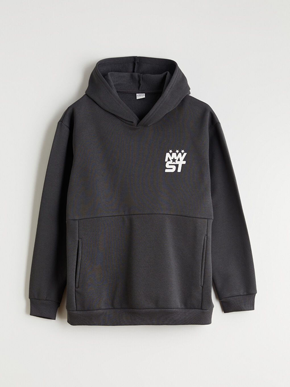 Antrasit Kapüşonlu Baskılı Erkek Çocuk Sweatshirt-1