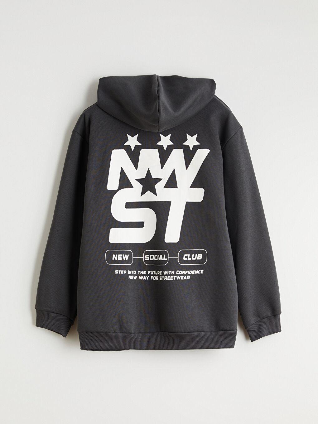 Antrasit Kapüşonlu Baskılı Erkek Çocuk Sweatshirt-3