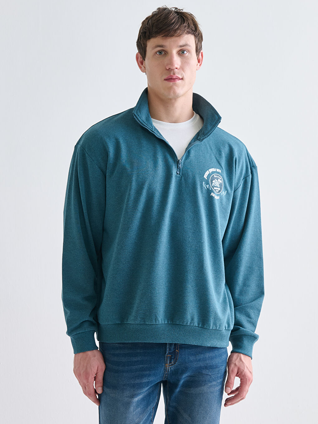 LCW ECO Funnel Neck Printed Men's Sweatshirt -W5G905Z8-HSH