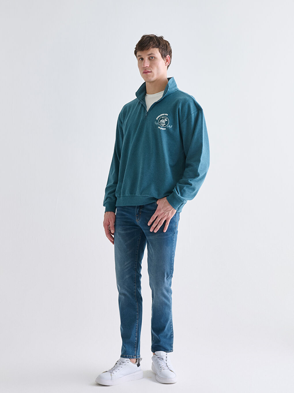 LCW ECO Funnel Neck Printed Men's Sweatshirt -W5G905Z8-HSH