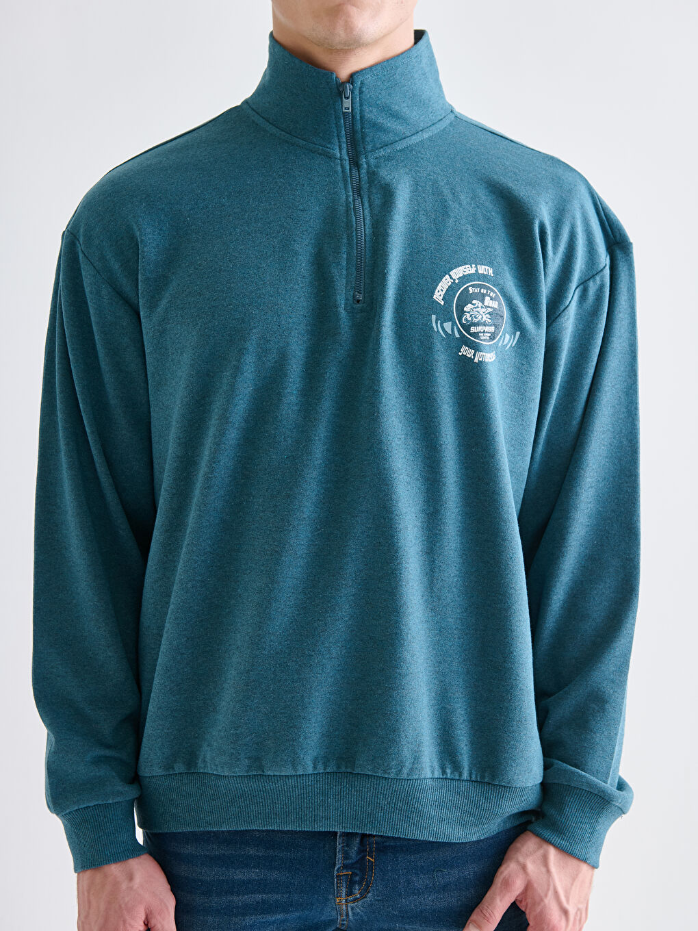 LCW ECO Funnel Neck Printed Men's Sweatshirt -W5G905Z8-HSH