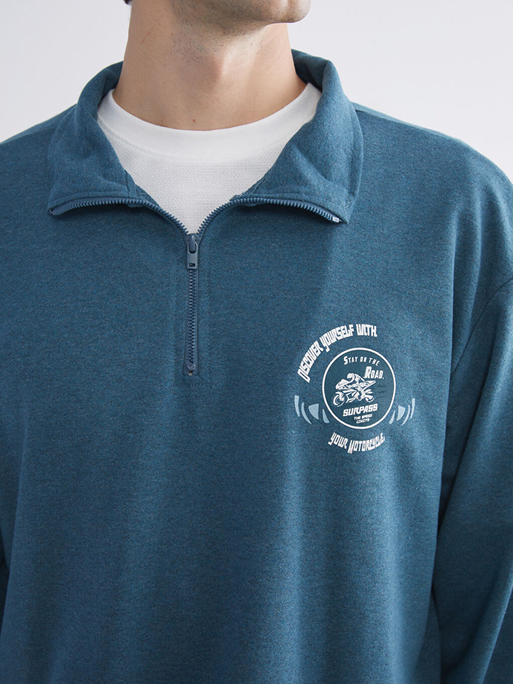 Funnel Neck Printed Men's Sweatshirt-4