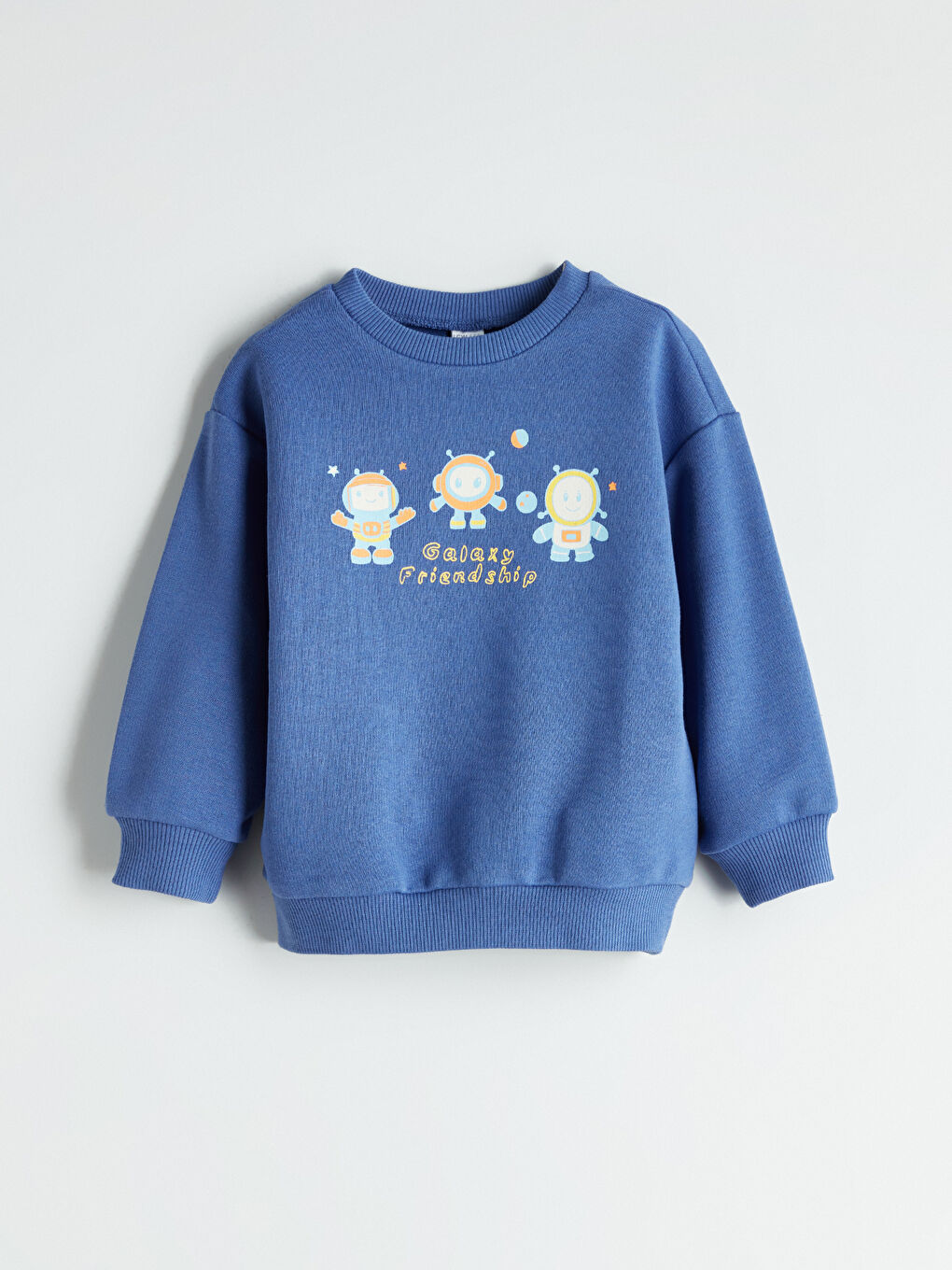 Mor Bisiklet Yaka Baskılı Erkek Çocuk Sweatshirt