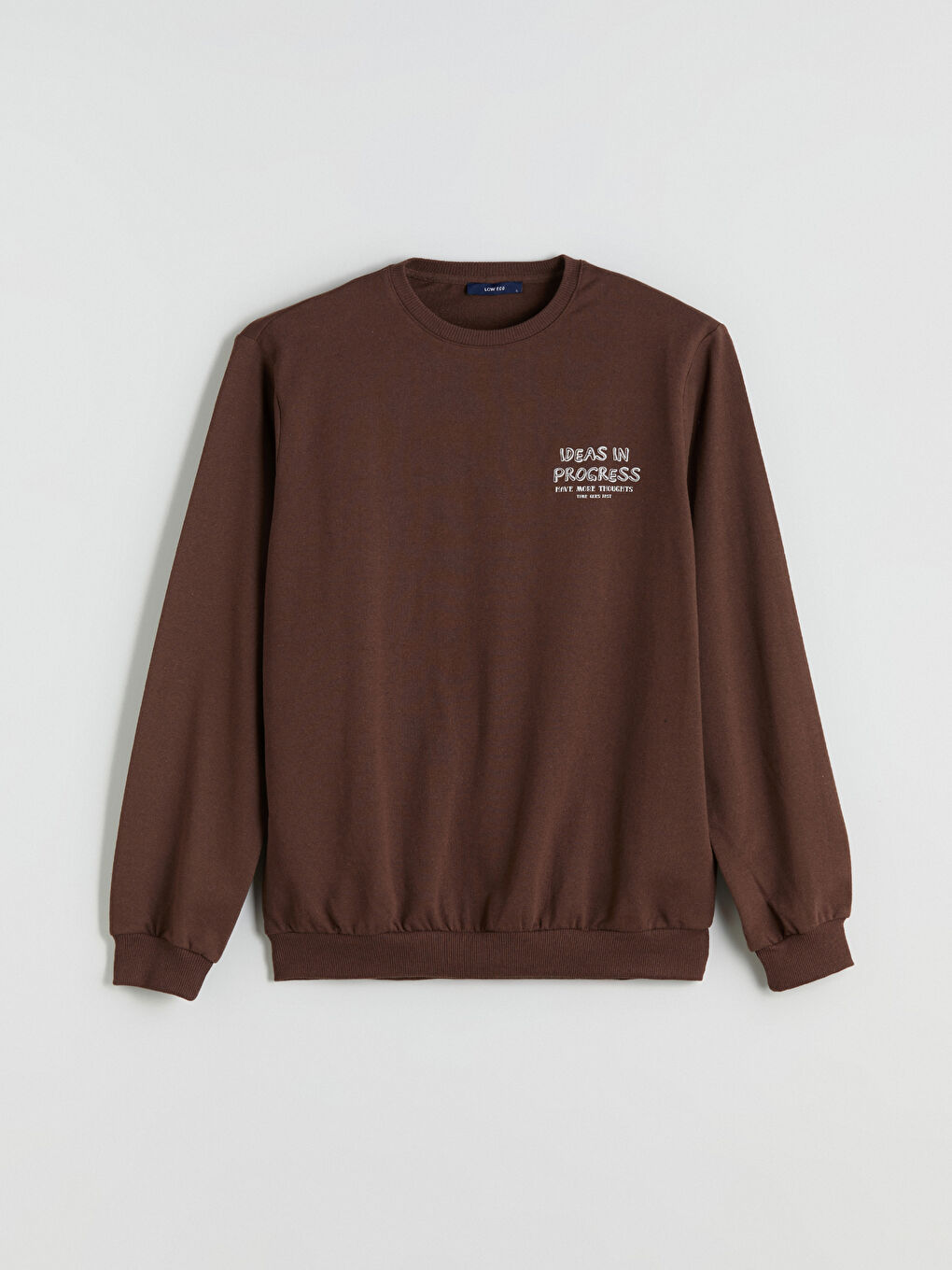 Kahverengi Bisiklet Yaka Baskılı Erkek Sweatshirt-4