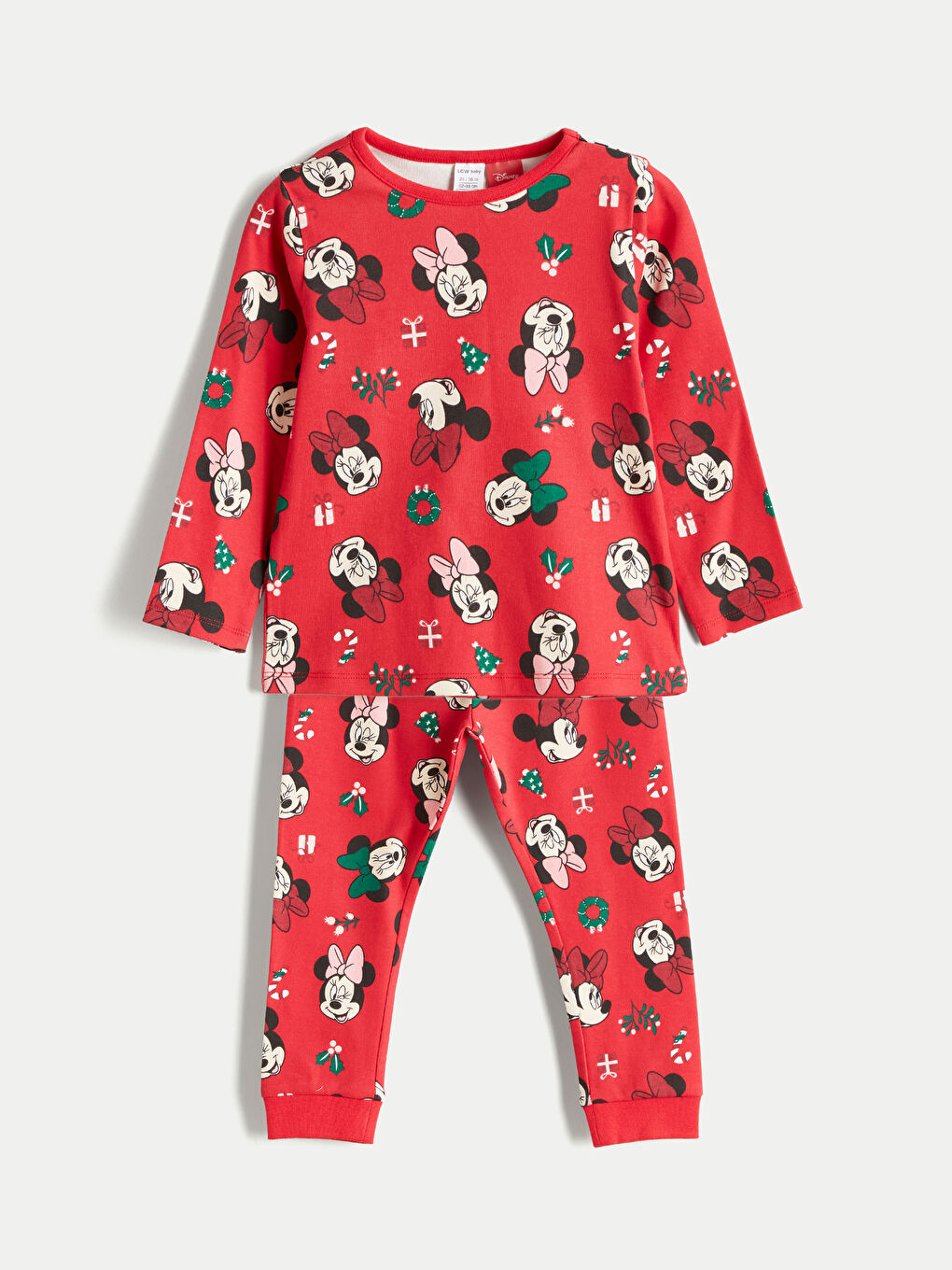 Crew Neck Minnie Mouse Printed Baby Girls' Pyjama Set
