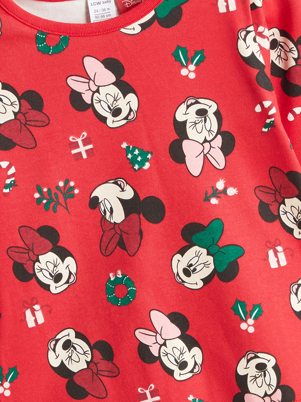 Crew Neck Minnie Mouse Printed Baby Girls' Pyjama Set-2