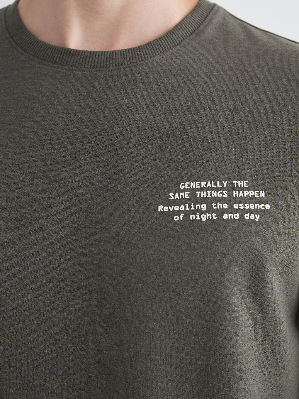 Yeşil Bisiklet Yaka Baskılı Erkek Sweatshirt-2