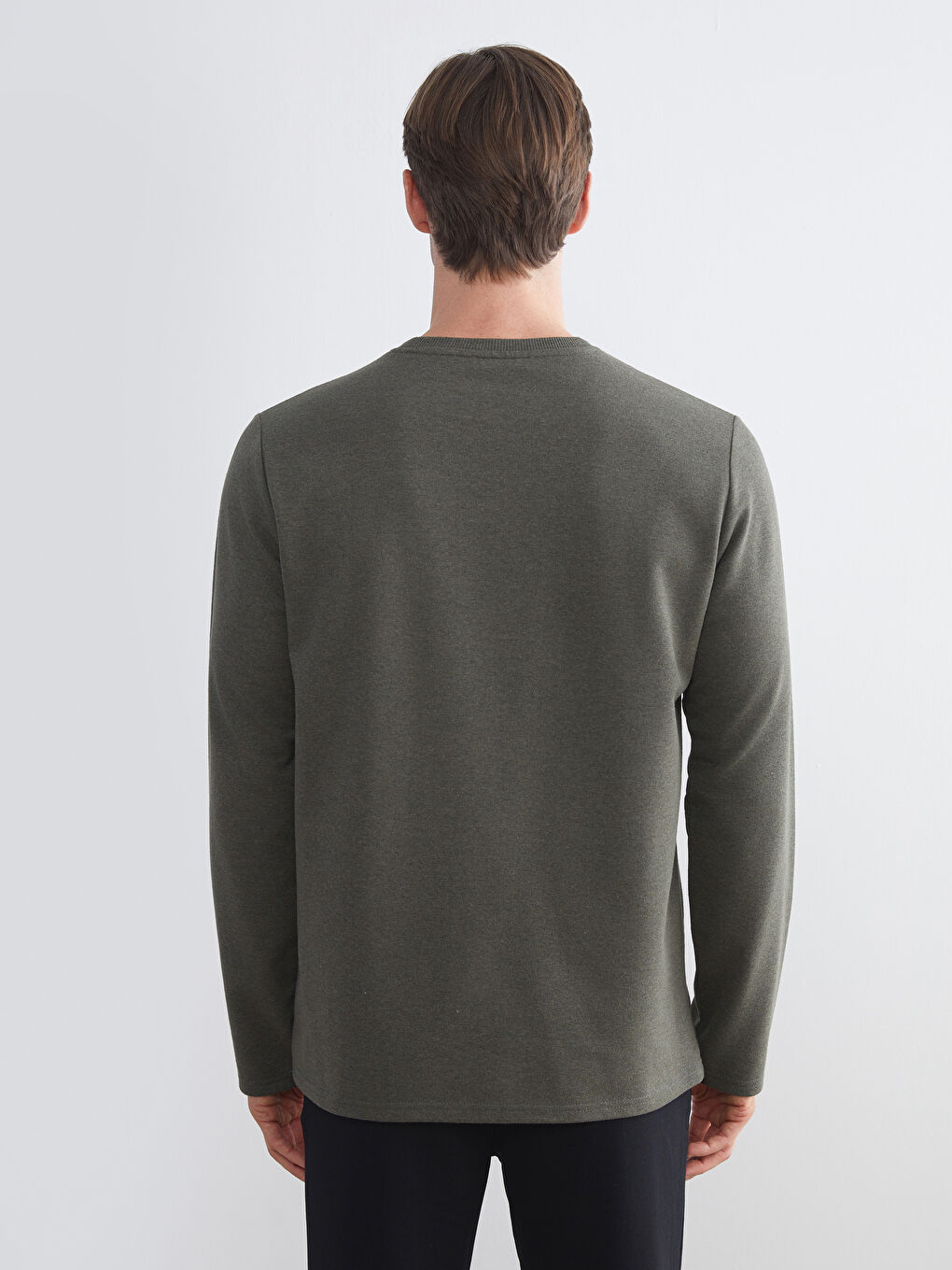 Yeşil Bisiklet Yaka Baskılı Erkek Sweatshirt-3